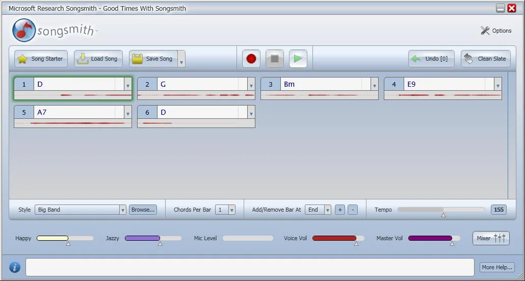 Microsoft Songsmith Main UI (2009)