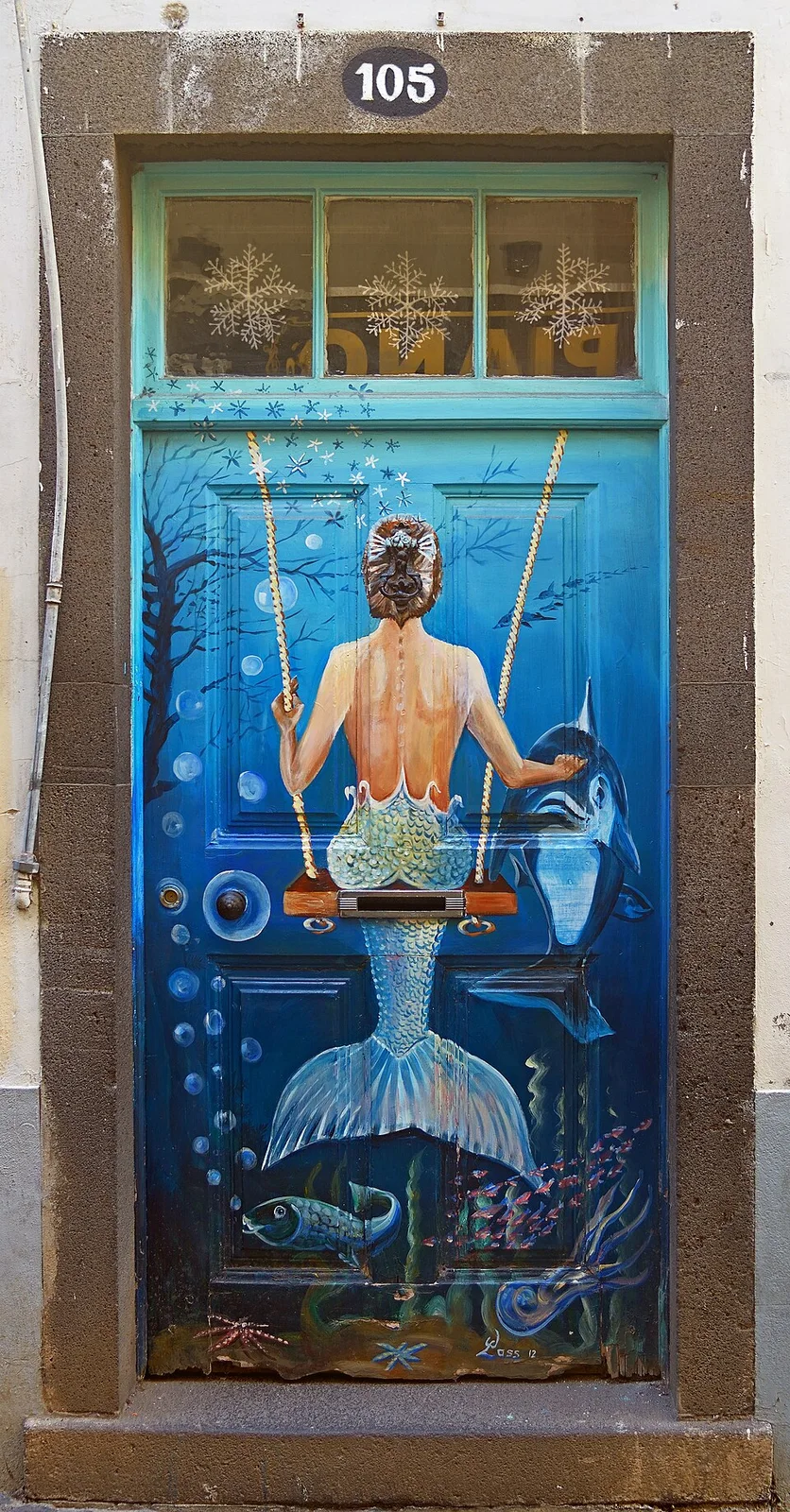 Painted door (Mermaid). Funchal, Madeira