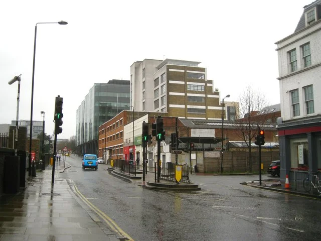 North on York Way, King's Cross, London, in the rain - geograph.org.uk - 4588783
