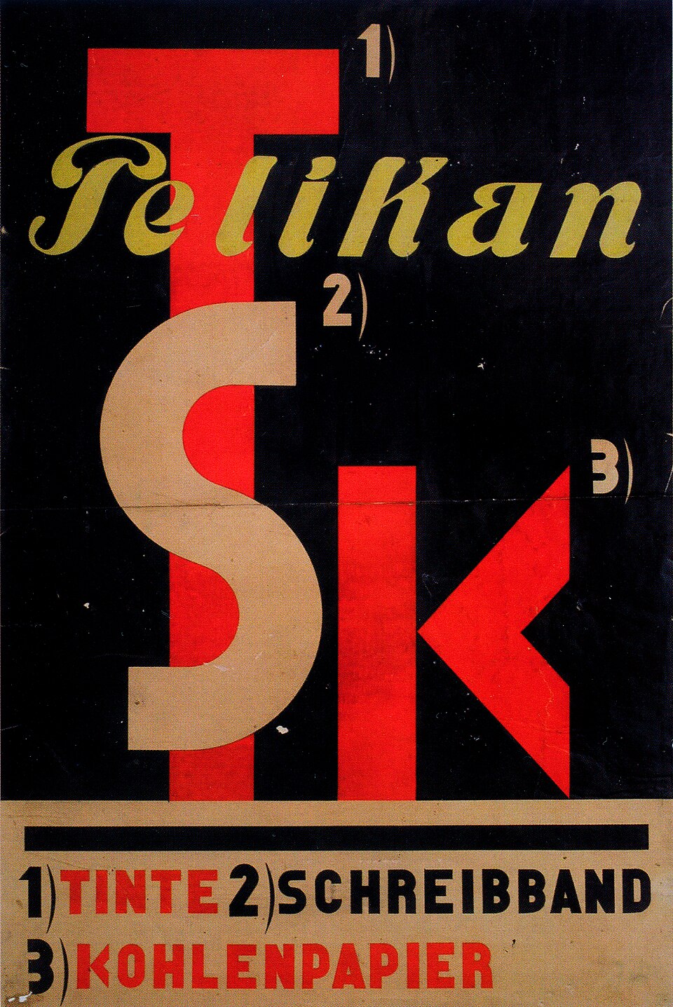 1929 El Lissitzky Plakat Pelikan Tinte Schreibband Kohlenpaper