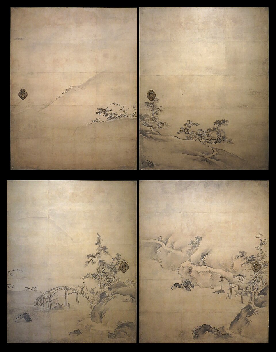 'Landscape with Chinese Figures', anonymous fusuma panels, Honolulu