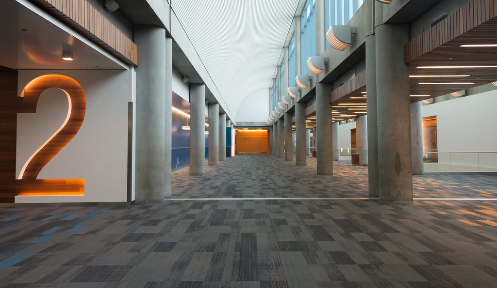 Empty hallway with giant 2 at San Jose Convention Center