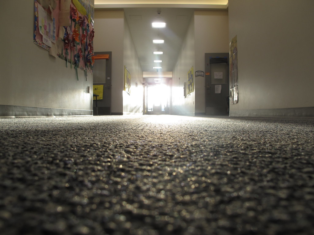 Empty Hallway with Sunset